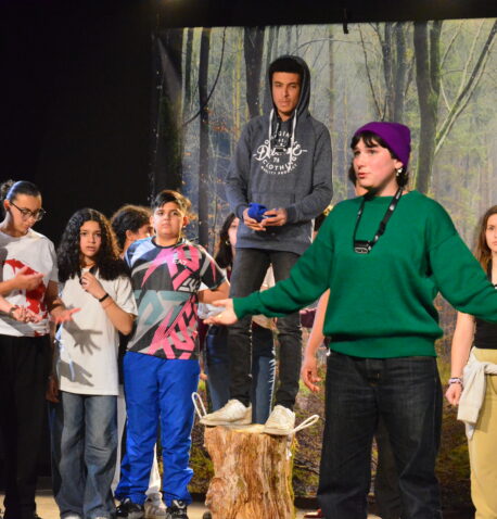 Une membre d'un groupe essaye de convaincre ses camarades.